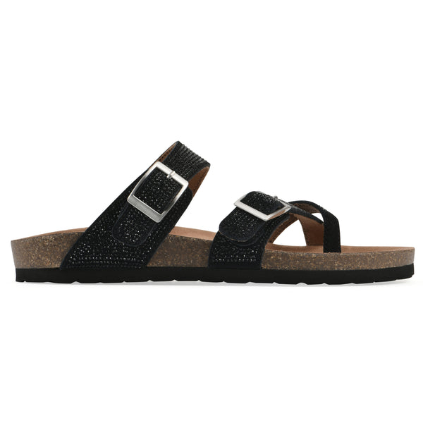 Summit By White Mountain Grays Footbeds Sandal - Black Suede