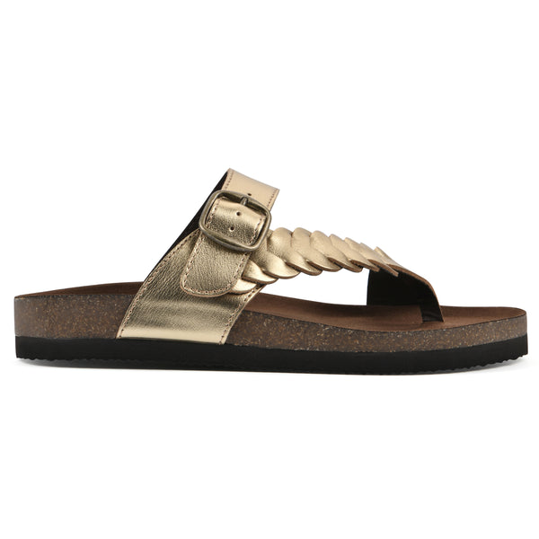 Summit By White Mountain Happier Footbeds Sandal - Antique Gold Leather