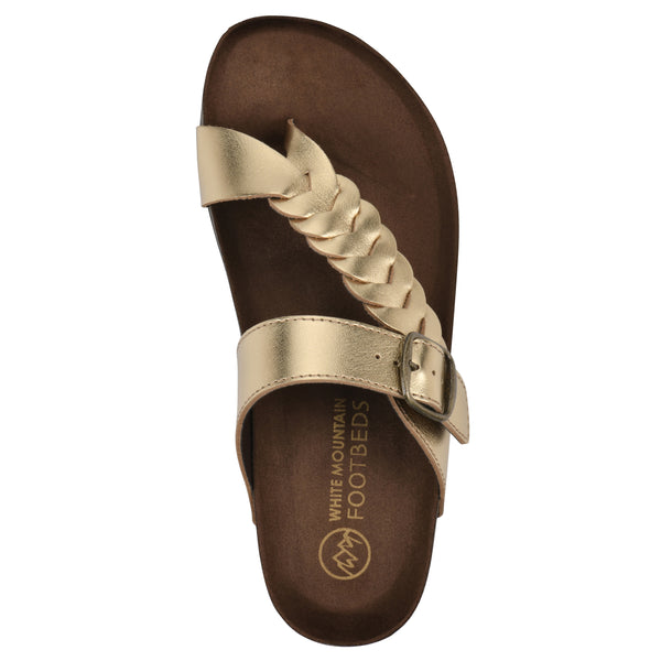 Summit By White Mountain Happier Footbeds Sandal - Antique Gold Leather