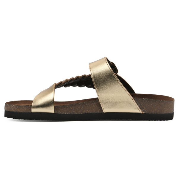 Summit By White Mountain Happier Footbeds Sandal - Antique Gold Leather