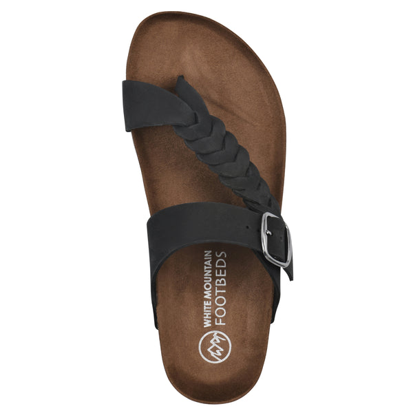 Summit By White Mountain Happier Footbeds Sandal - Black Leather
