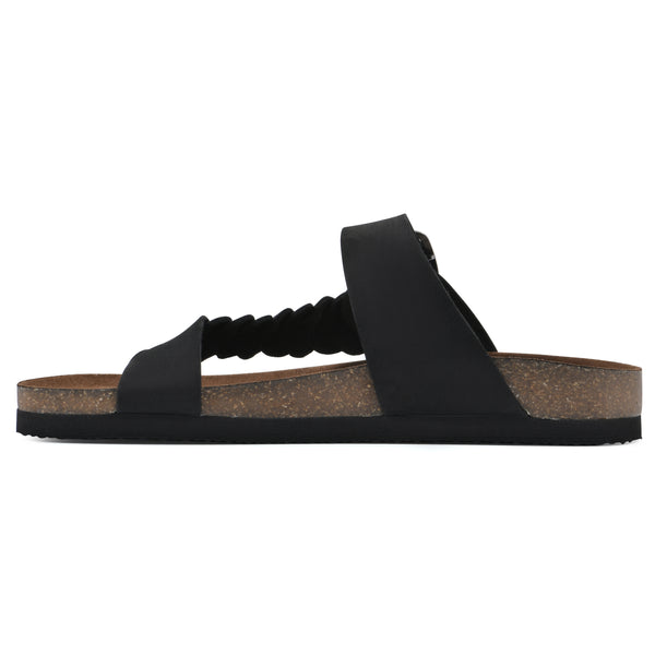 Summit By White Mountain Happier Footbeds Sandal - Black Leather