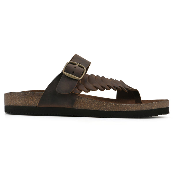 Summit By White Mountain Happier Footbeds Sandal - Brown Leather