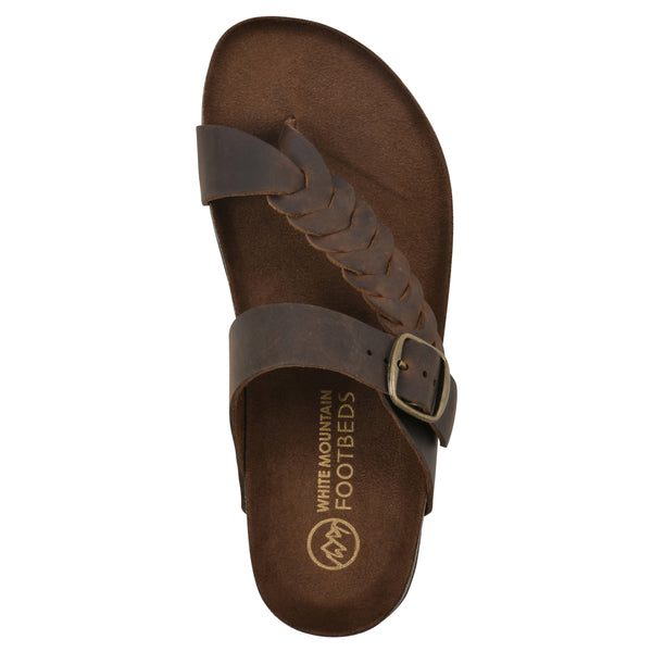 Summit By White Mountain Happier Footbeds Sandal - Brown Leather