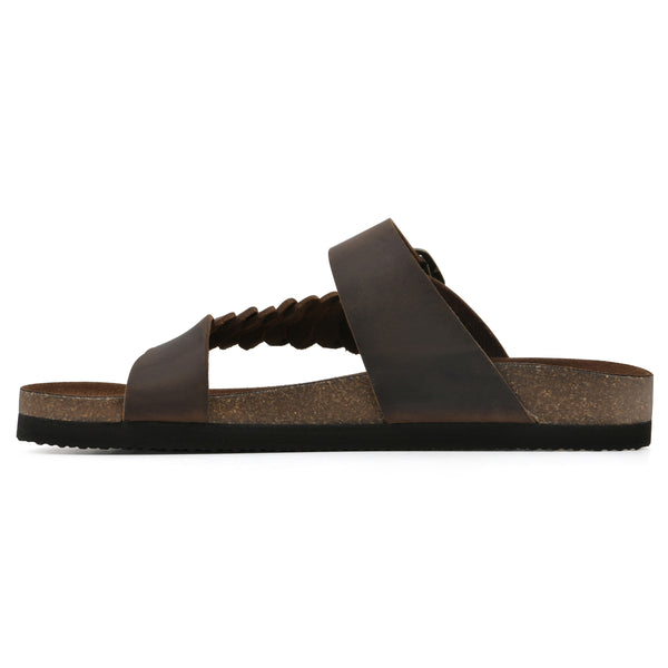 Summit By White Mountain Happier Footbeds Sandal - Brown Leather
