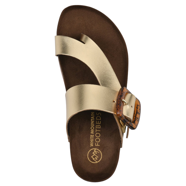 Summit By White Mountain Harley Footbeds Sandal - Antique Gold Leather