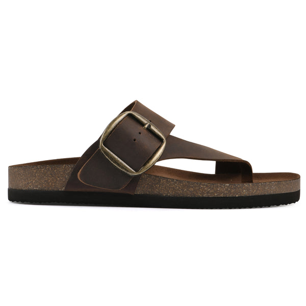 Summit By White Mountain Harley Footbeds Sandal - Brown Leather