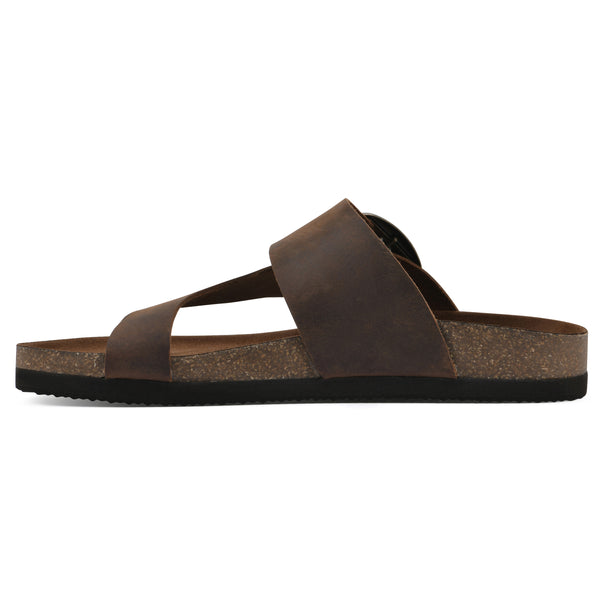 Summit By White Mountain Harley Footbeds Sandal - Brown Leather