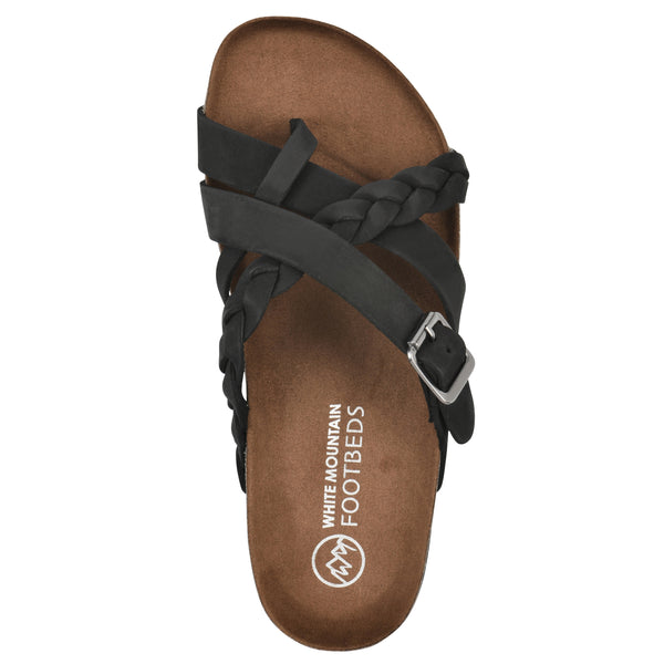 Summit By White Mountain Harrington Footbeds Sandal - Black Leather