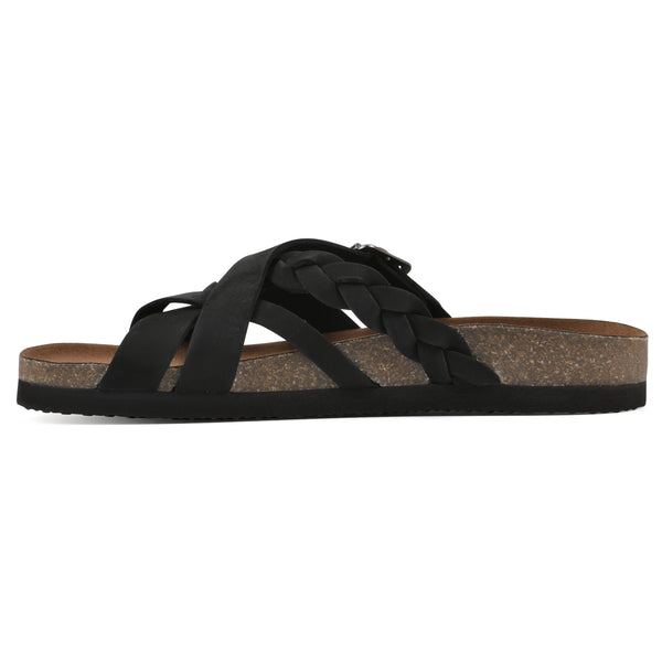 Summit By White Mountain Harrington Footbeds Sandal - Black Leather