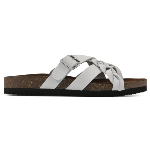 Summit By White Mountain Harrington Footbeds Sandal - White Leather