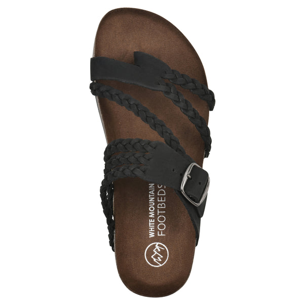 Summit By White Mountain Hayleigh Footbeds Sandal - Black Leather