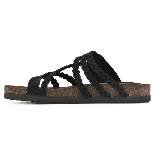 Summit By White Mountain Hayleigh Footbeds Sandal - Black Leather
