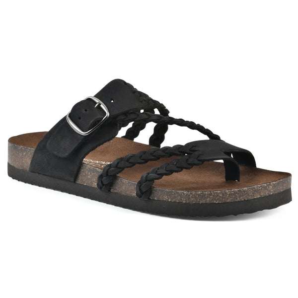 summit by white mountain Hayleigh Footbeds Sandal - Black Leather