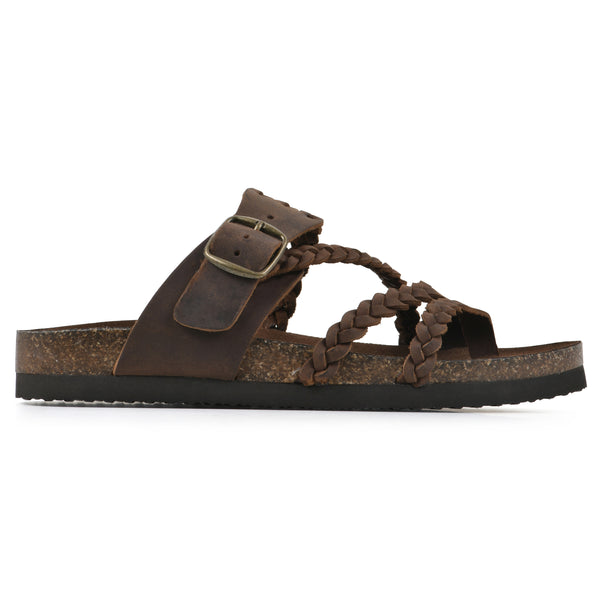 Summit By White Mountain Hayleigh Footbeds Sandal - Brown Leather
