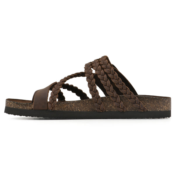 Summit By White Mountain Hayleigh Footbeds Sandal - Brown Leather