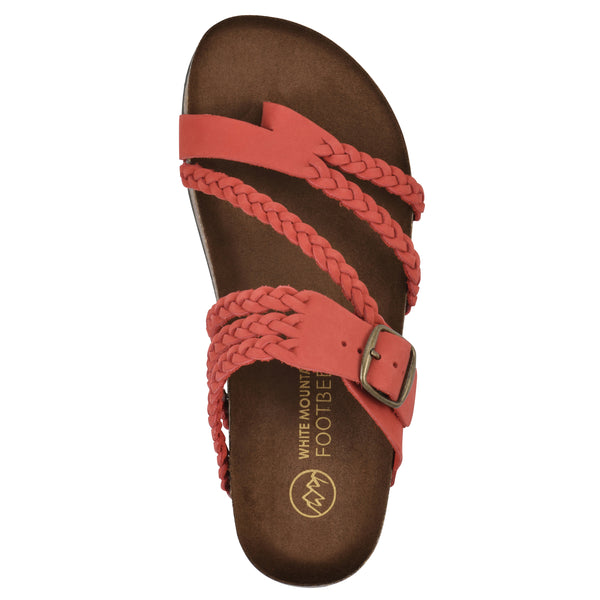 Summit By White Mountain Hayleigh Footbeds Sandal - Red Leather