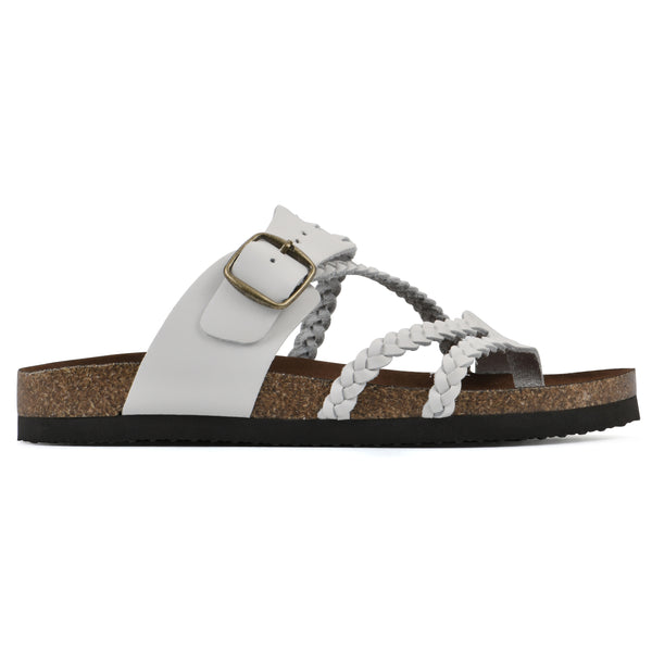 Summit By White Mountain Hayleigh Footbeds Sandal - White Leather