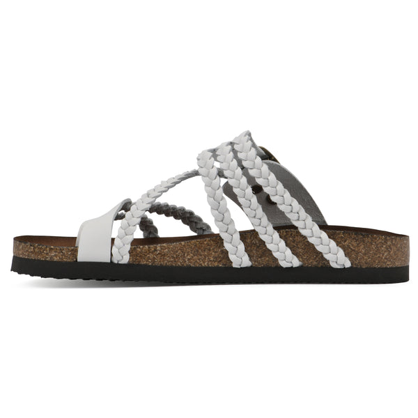 Summit By White Mountain Hayleigh Footbeds Sandal - White Leather