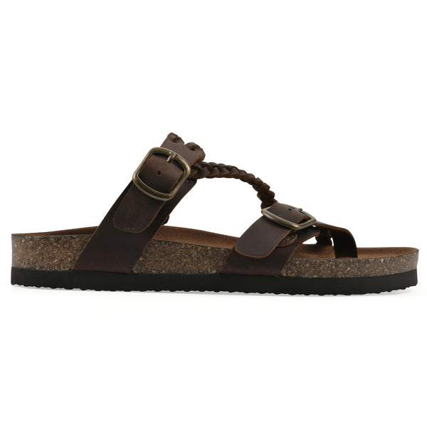 Summit By White Mountain Haziest Footbeds Sandal - Brown Leather