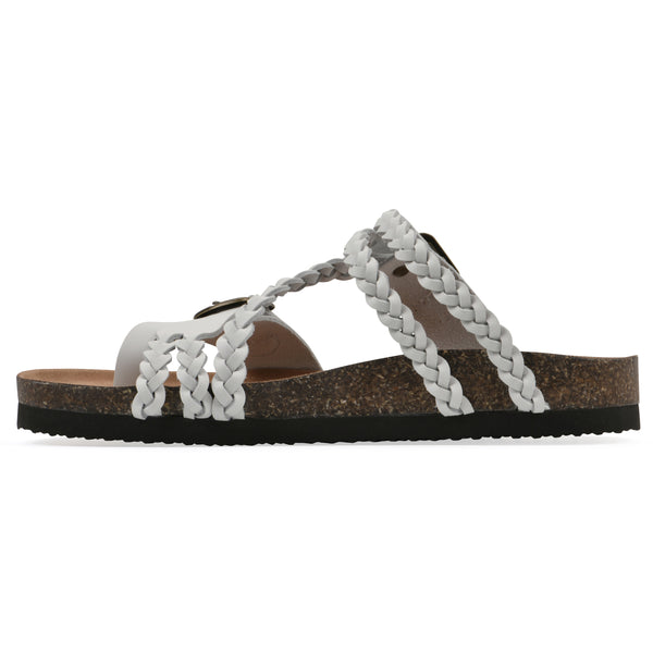 Summit By White Mountain Haziest Footbeds Sandal - White Leather
