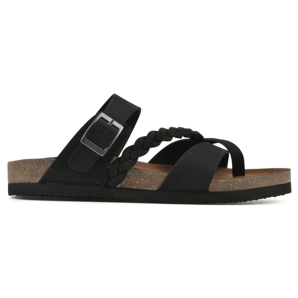 Summit By White Mountain Hazy Footbeds Sandal - Black Leather