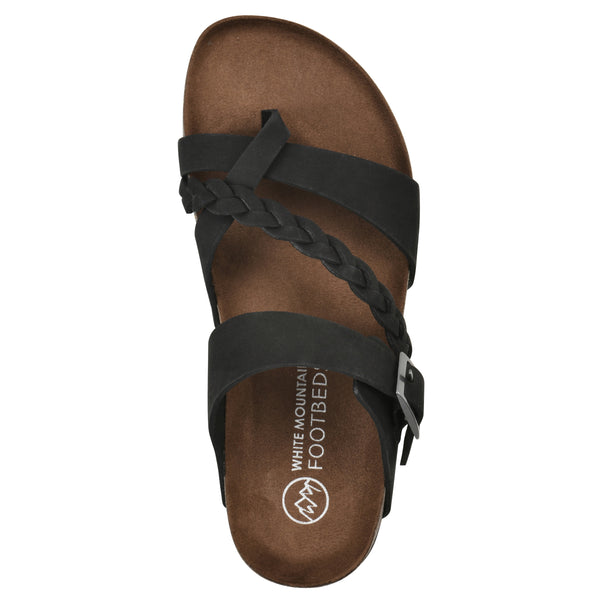 Summit By White Mountain Hazy Footbeds Sandal - Black Leather