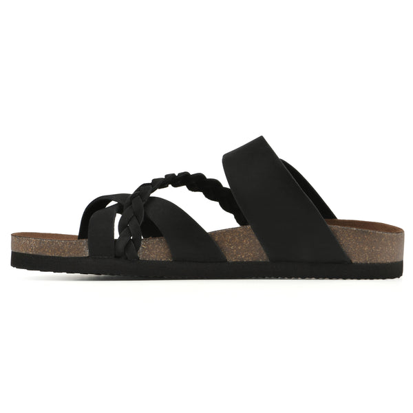 Summit By White Mountain Hazy Footbeds Sandal - Black Leather