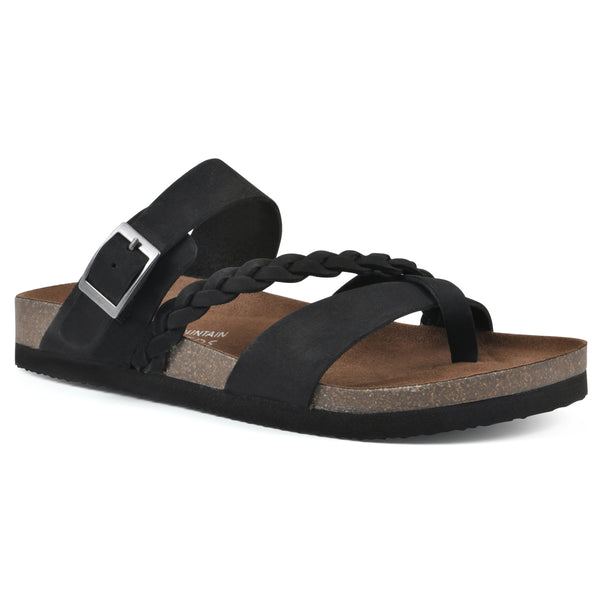summit by white mountain Hazy Footbeds Sandal - Black Leather