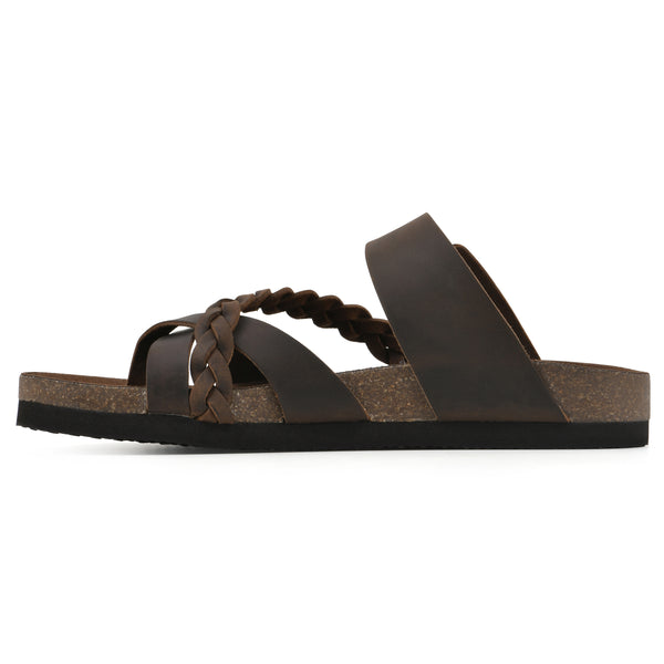 Summit By White Mountain Hazy Footbeds Sandal - Brown Leather