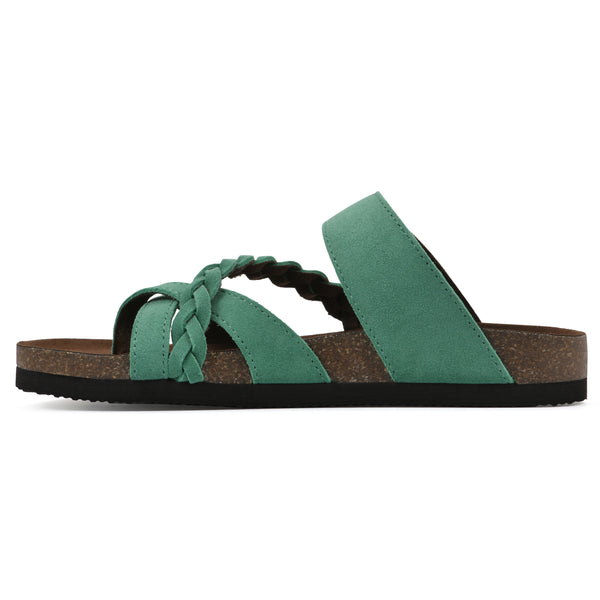 Summit By White Mountain Hazy Footbeds Sandal - Classic Green Suede