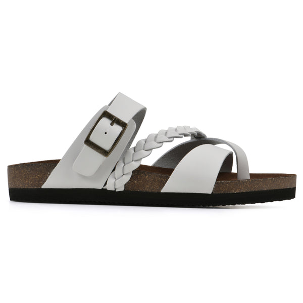 Summit By White Mountain Hazy Footbeds Sandal - White Leather