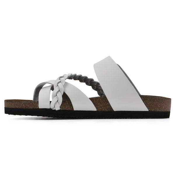 Summit By White Mountain Hazy Footbeds Sandal - White Leather