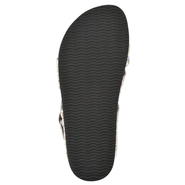 Summit By White Mountain Hazy Footbeds Sandal - White Multi Floral Leather