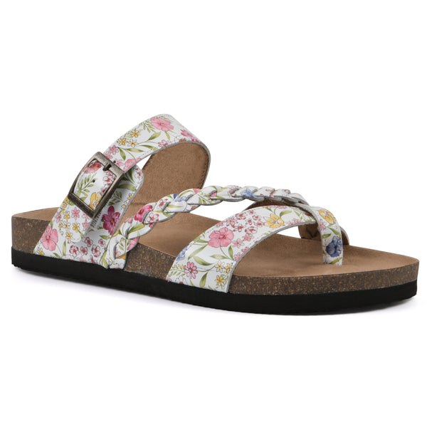 summit by white mountain Hazy Footbeds Sandal - White Multi Floral Leather