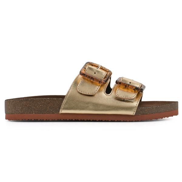 Summit By White Mountain Helga Footbeds Sandal - Antique Gold Leather