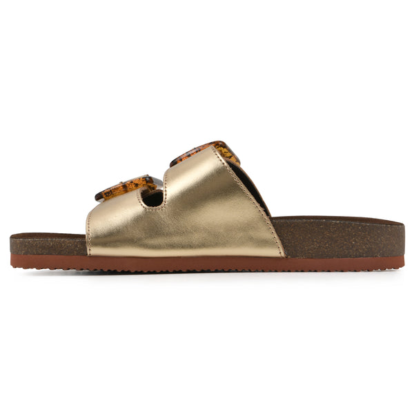Summit By White Mountain Helga Footbeds Sandal - Antique Gold Leather