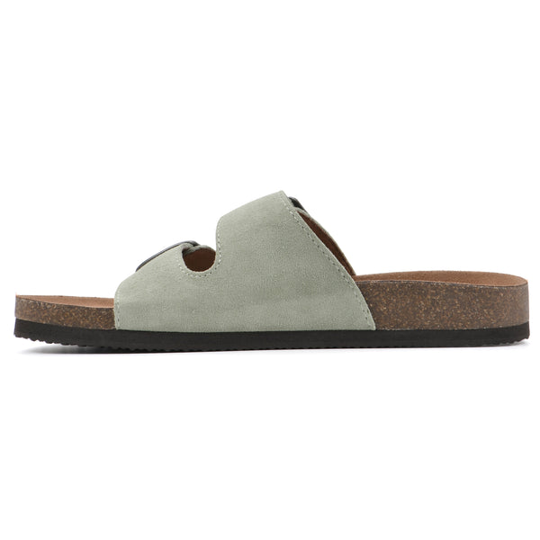 Summit By White Mountain Helga Footbeds Sandal - Sage Green Suede