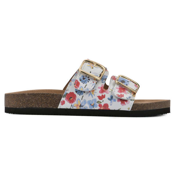 Summit By White Mountain Helga Footbeds Sandal - White Floral Leather