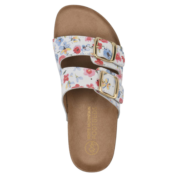 Summit By White Mountain Helga Footbeds Sandal - White Floral Leather