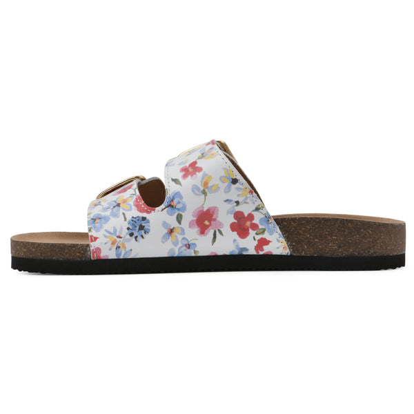 Summit By White Mountain Helga Footbeds Sandal - White Floral Leather