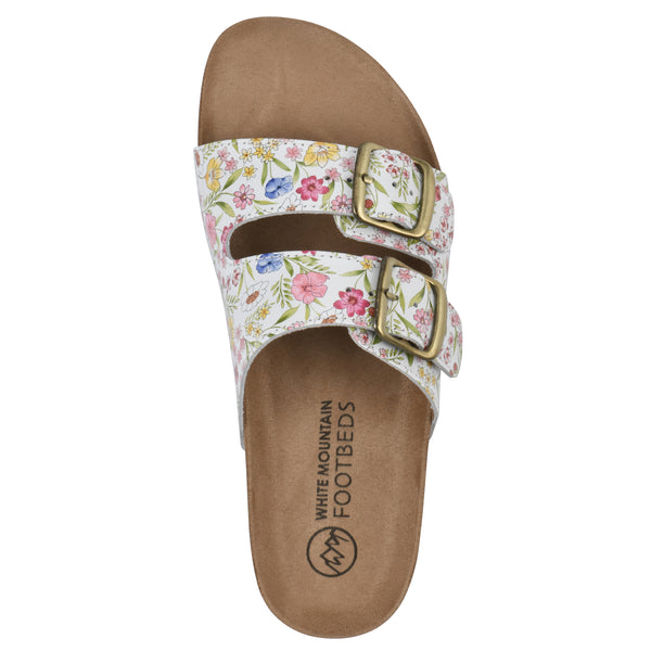 Summit By White Mountain Helga Footbeds Sandal - White Floral Print Leather