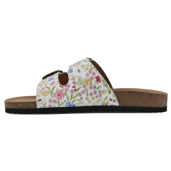 Summit By White Mountain Helga Footbeds Sandal - White Floral Print Leather