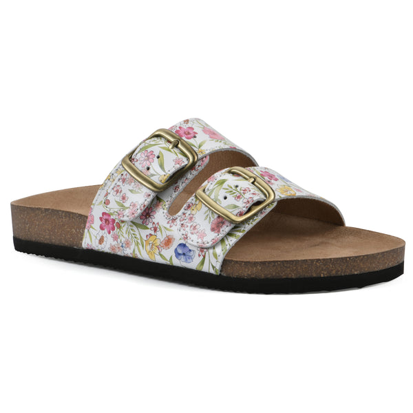 summit by white mountain Helga Footbeds Sandal - White Floral Print Leather
