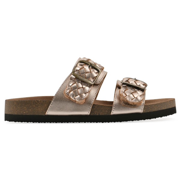 Summit By White Mountain Hey Hey Footbeds Sandal - Rose Gold Metallic Leather