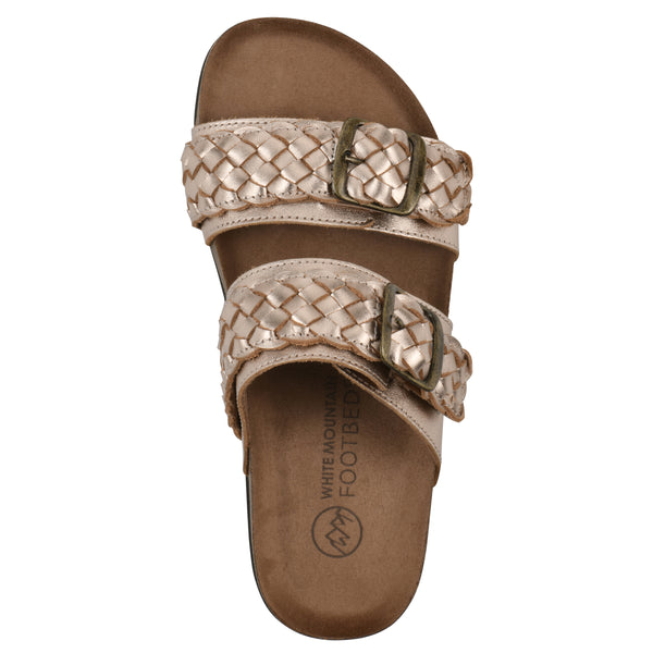 Summit By White Mountain Hey Hey Footbeds Sandal - Rose Gold Metallic Leather