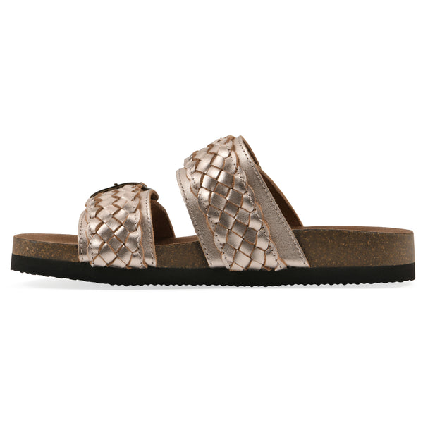 Summit By White Mountain Hey Hey Footbeds Sandal - Rose Gold Metallic Leather