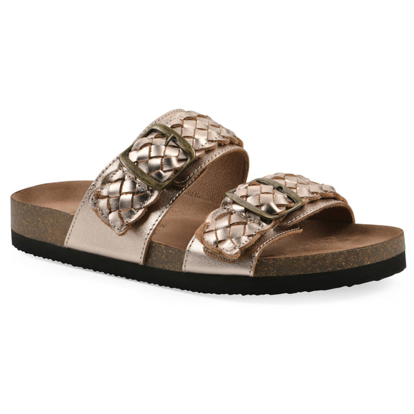 summit by white mountain Hey Hey Footbeds Sandal - Rose Gold Metallic Leather