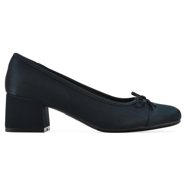 Summit By White Mountain Lately Heel - Midnight Blue Shimmer Fabric