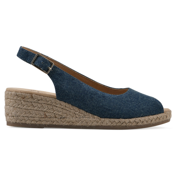 Summit By White Mountain Maize Wedge - Dark Blue Denim Fabric